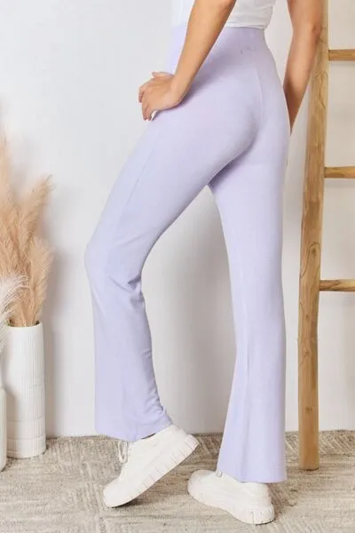 Progress Not Perfection High Waist Ultra Soft Knit Flare Pants- Lavender