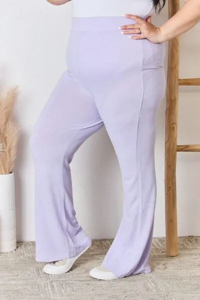 Progress Not Perfection High Waist Ultra Soft Knit Flare Pants- Lavender