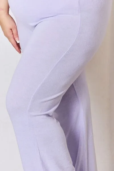 Progress Not Perfection High Waist Ultra Soft Knit Flare Pants- Lavender