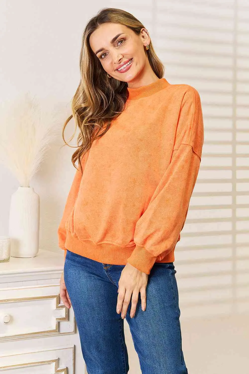 Round Neck Dropped Shoulder Sweatshirt