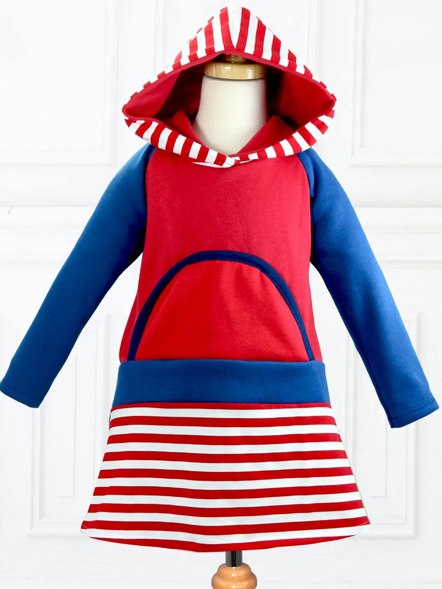 SALLY - Girls Dress Pattern - Stretch, Hood