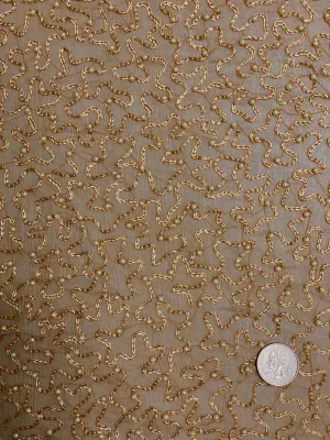 Sand Sequin & Beads On Silk Chiffon JEC-070-7 Fabric