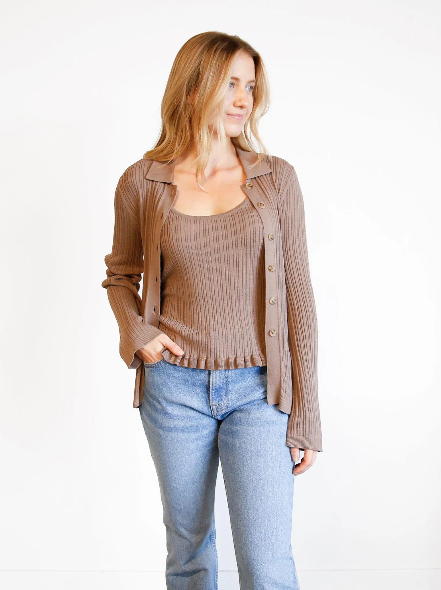 Serena Rib-Knit Cardigan