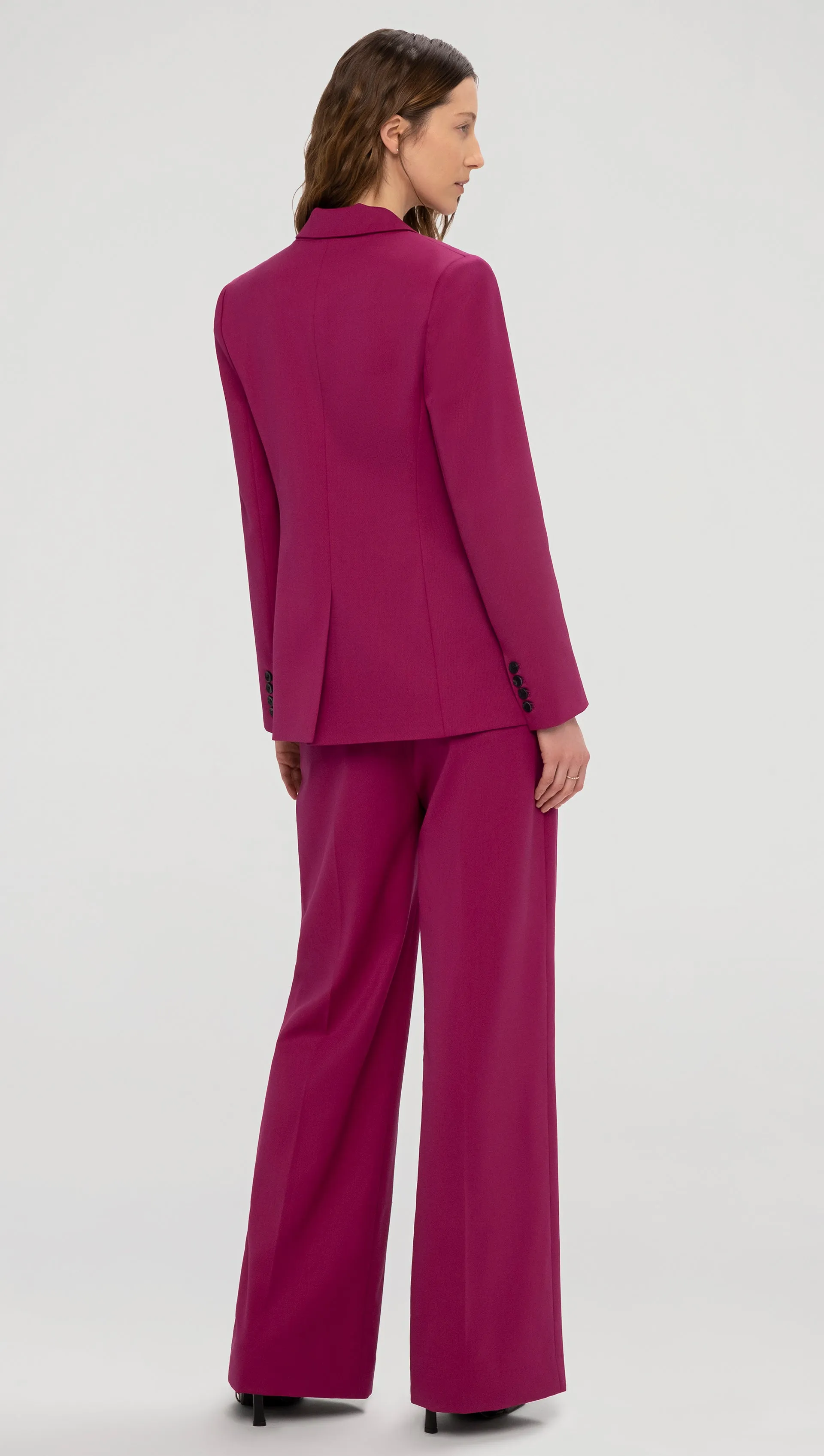 Single Button Blazer in Seasonless Wool | Magenta