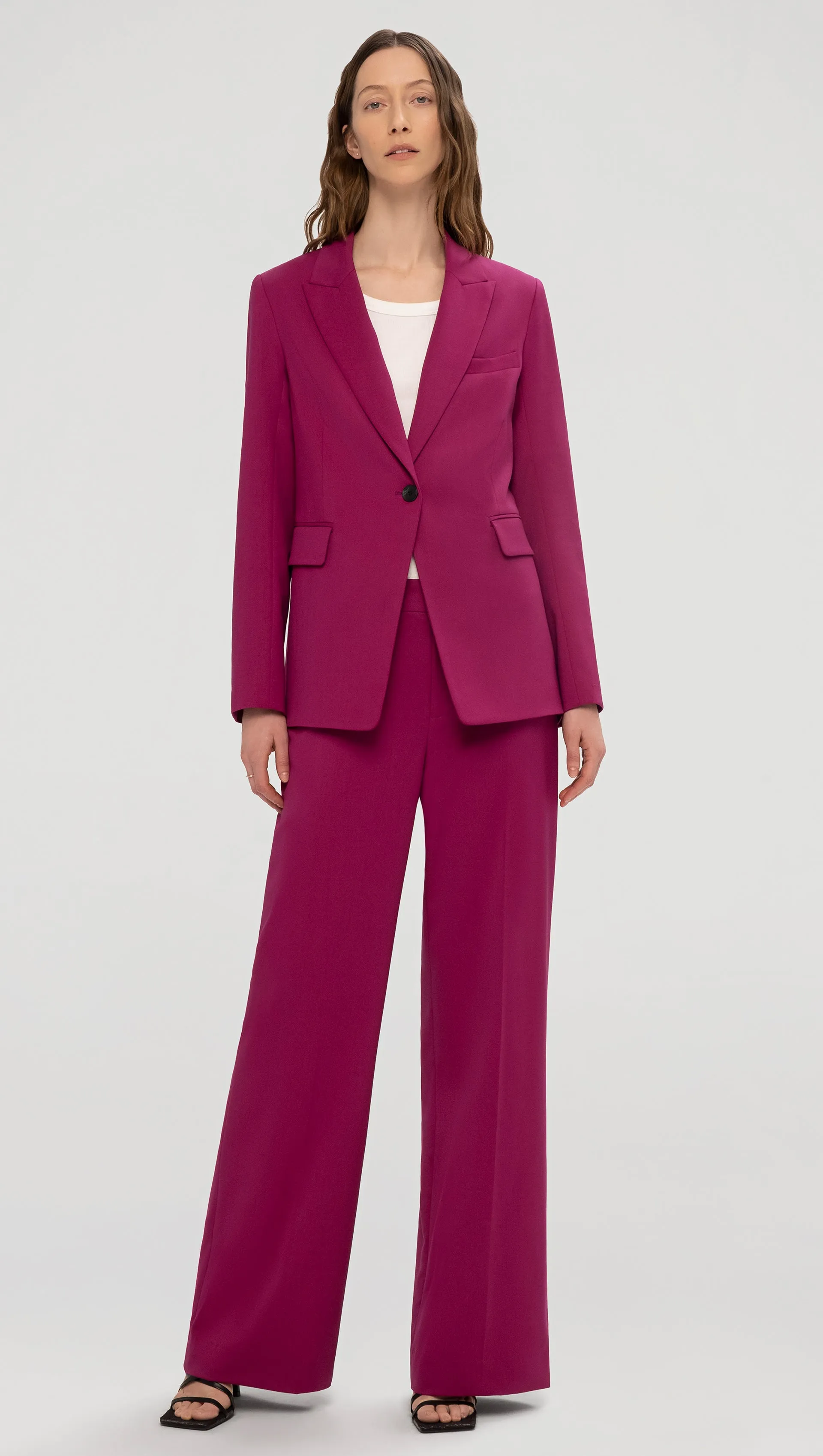 Single Button Blazer in Seasonless Wool | Magenta