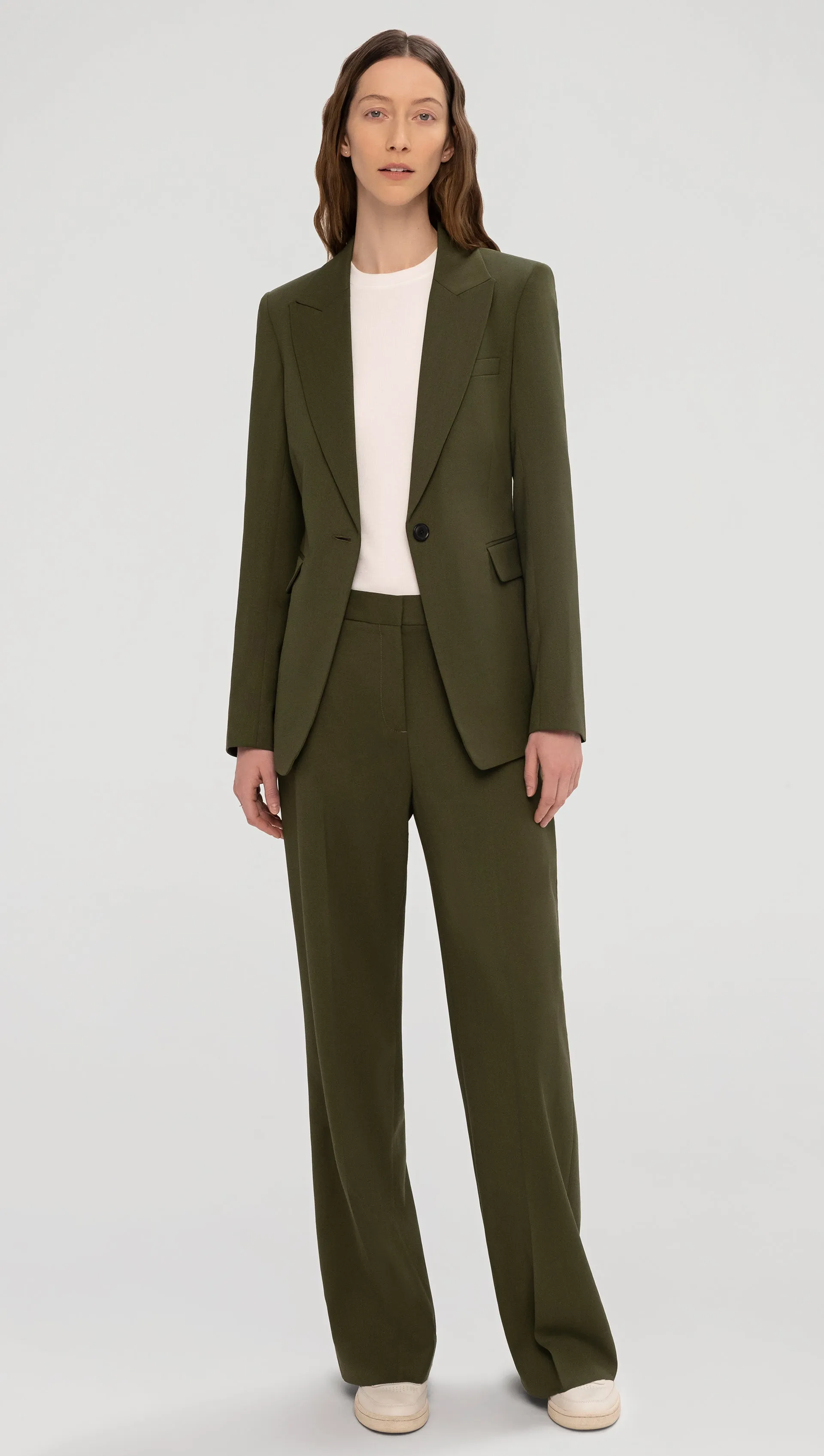 Single Button Blazer in Seasonless Wool | Olive