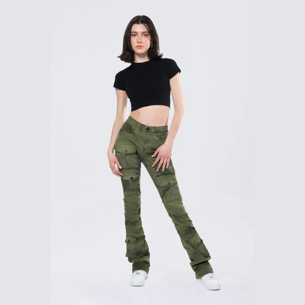 Stacked Pigment Dyed Twill Pants - Clover Green