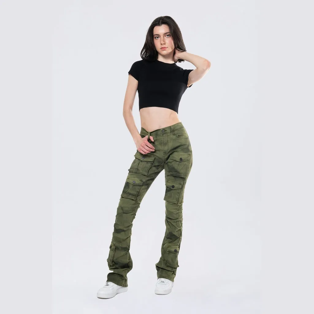 Stacked Pigment Dyed Twill Pants - Clover Green