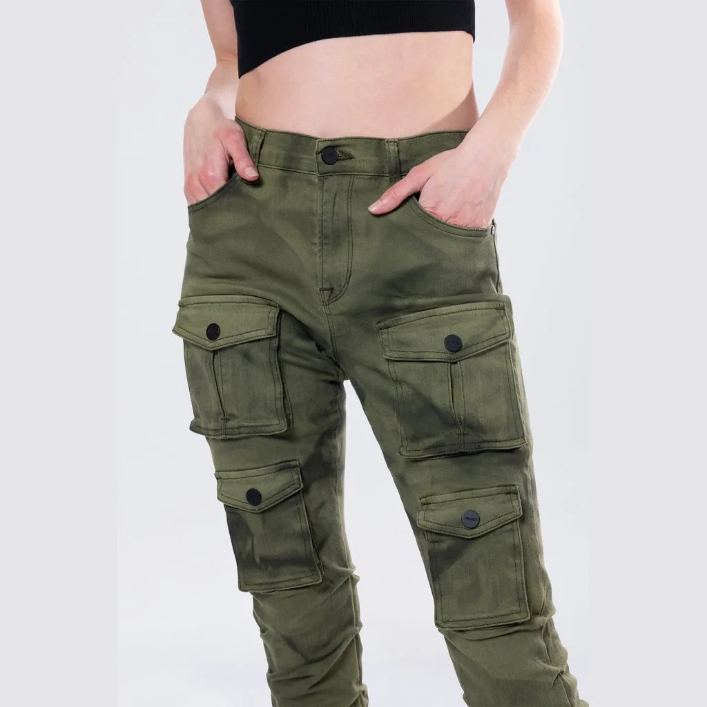 Stacked Pigment Dyed Twill Pants - Clover Green