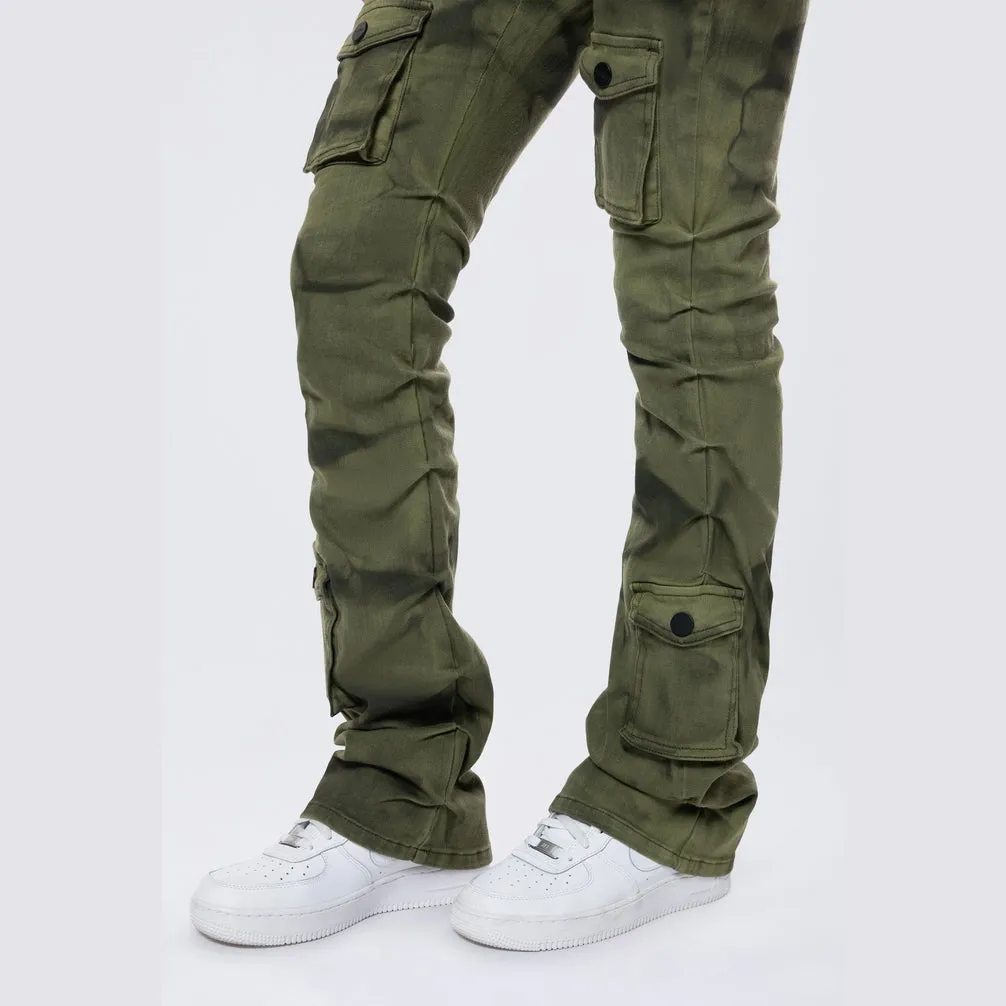 Stacked Pigment Dyed Twill Pants - Clover Green