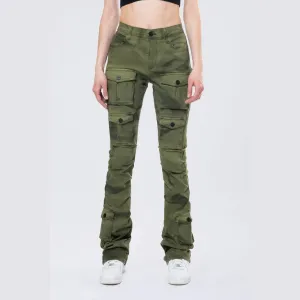 Stacked Pigment Dyed Twill Pants - Clover Green