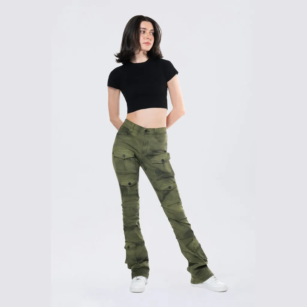 Stacked Pigment Dyed Twill Pants - Clover Green