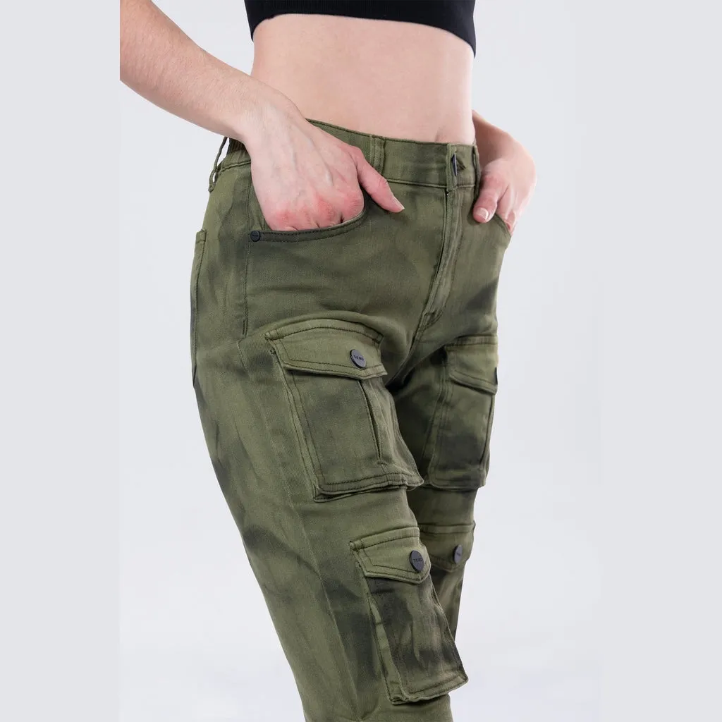 Stacked Pigment Dyed Twill Pants - Clover Green