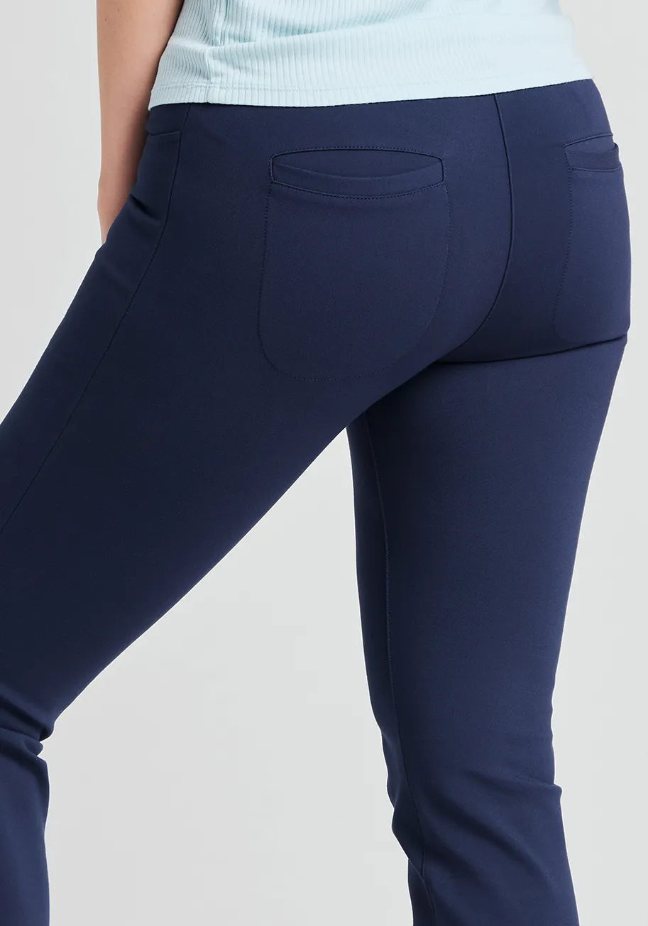 Straight-Leg | 7-Pocket Dress Pant Yoga Pants (Navy)