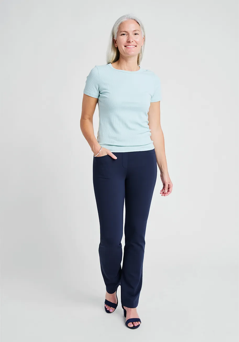 Straight-Leg | 7-Pocket Dress Pant Yoga Pants (Navy)