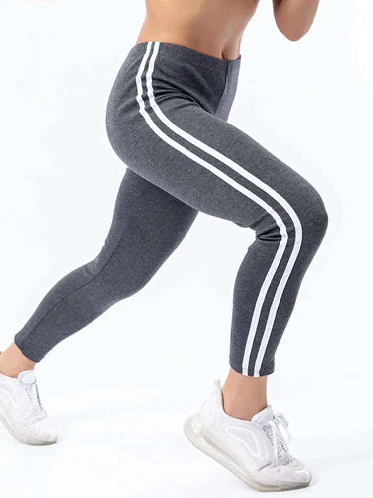 Striped Printed Leggings Sexy Workout Leggins Women Push Up Jeggings Black High Stretchy Elastic Waist Gym Fitness Pants