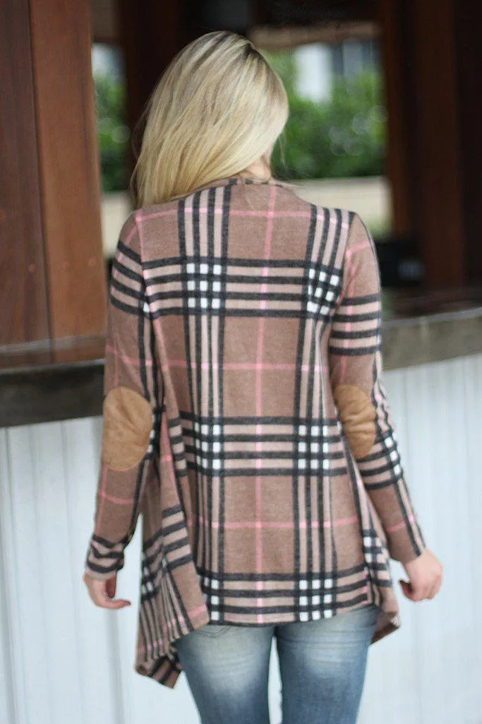 Taupe Plaid Cardigan