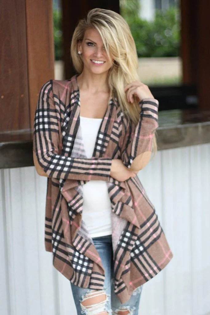 Taupe Plaid Cardigan