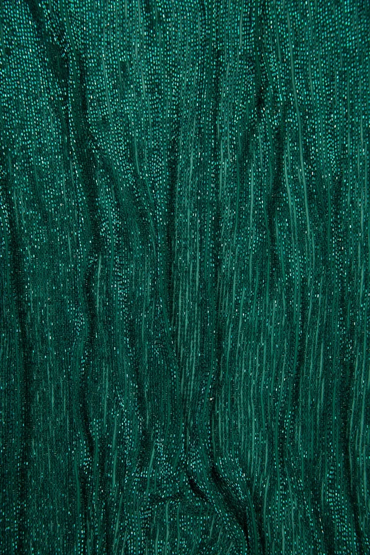 Teal Micro Bugle Beads on Silk Georgette Fabric