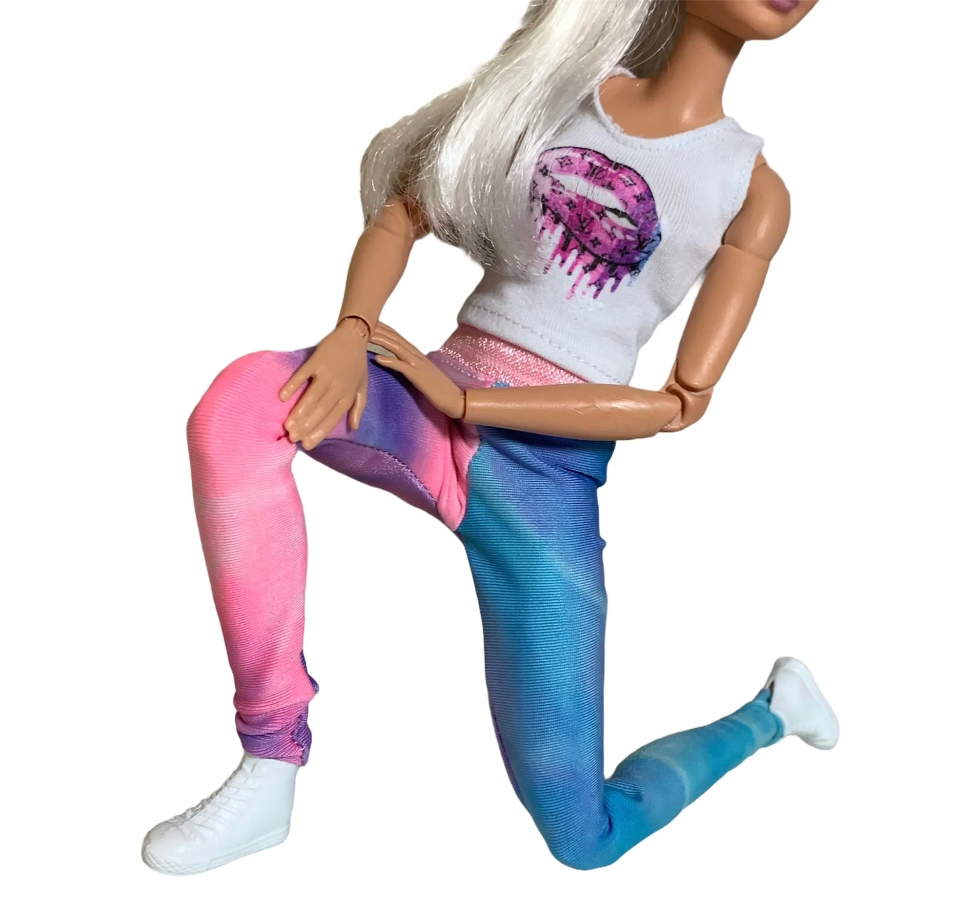 Tie dye leggings for Barbie Doll blue and pink Leggings