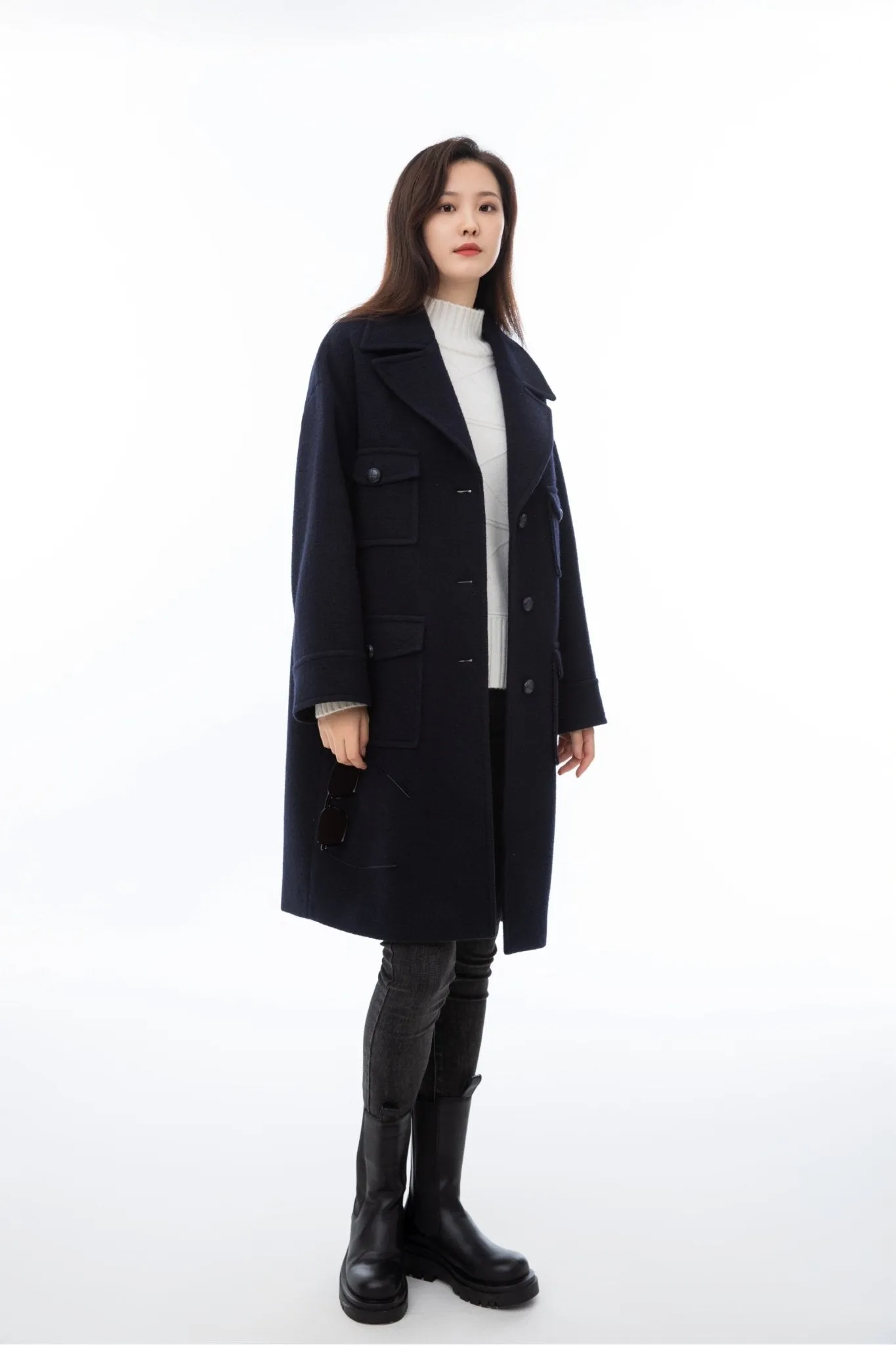 Twilight Blue Wool Oversized Overcoats