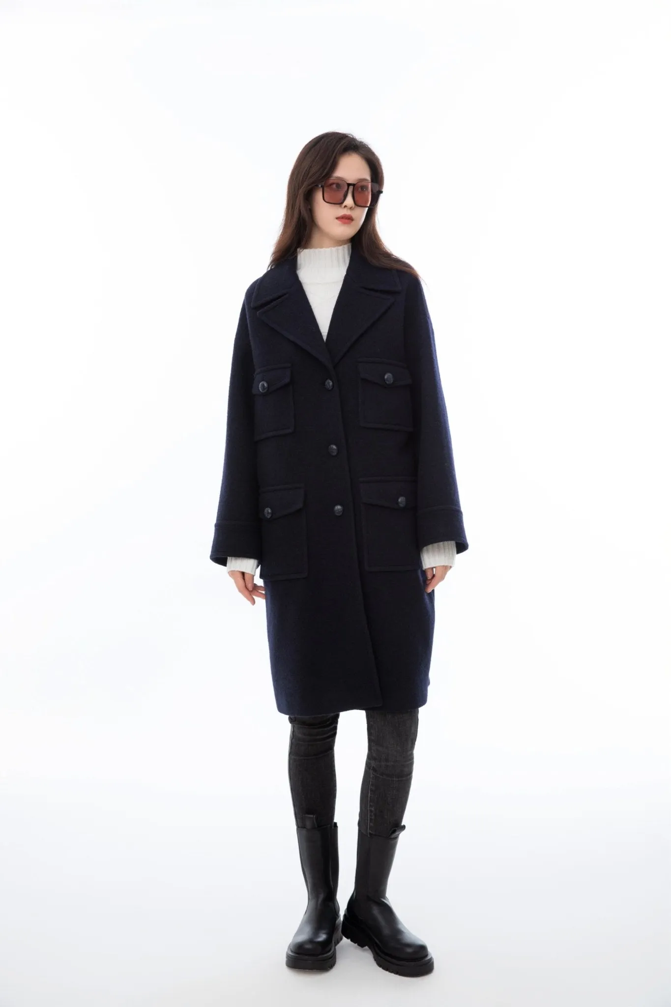 Twilight Blue Wool Oversized Overcoats