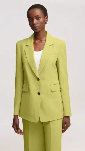 Two-Button Blazer in Viscose Linen Twill | Avocado