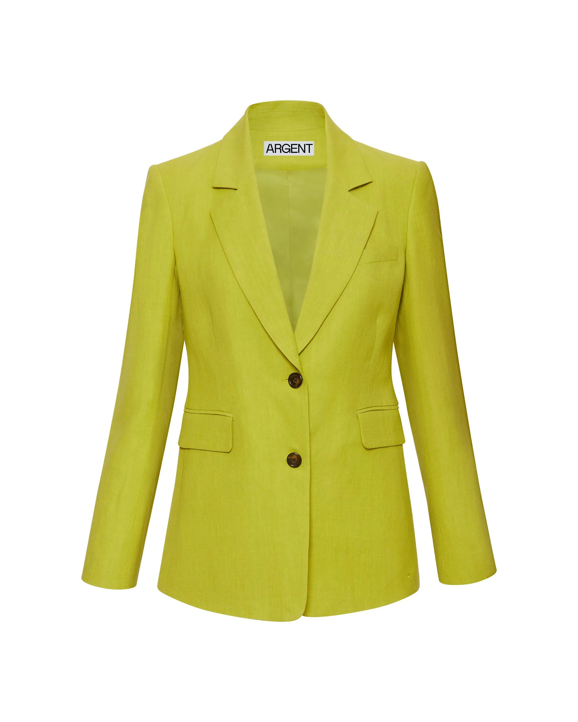 Two-Button Blazer in Viscose Linen Twill | Avocado