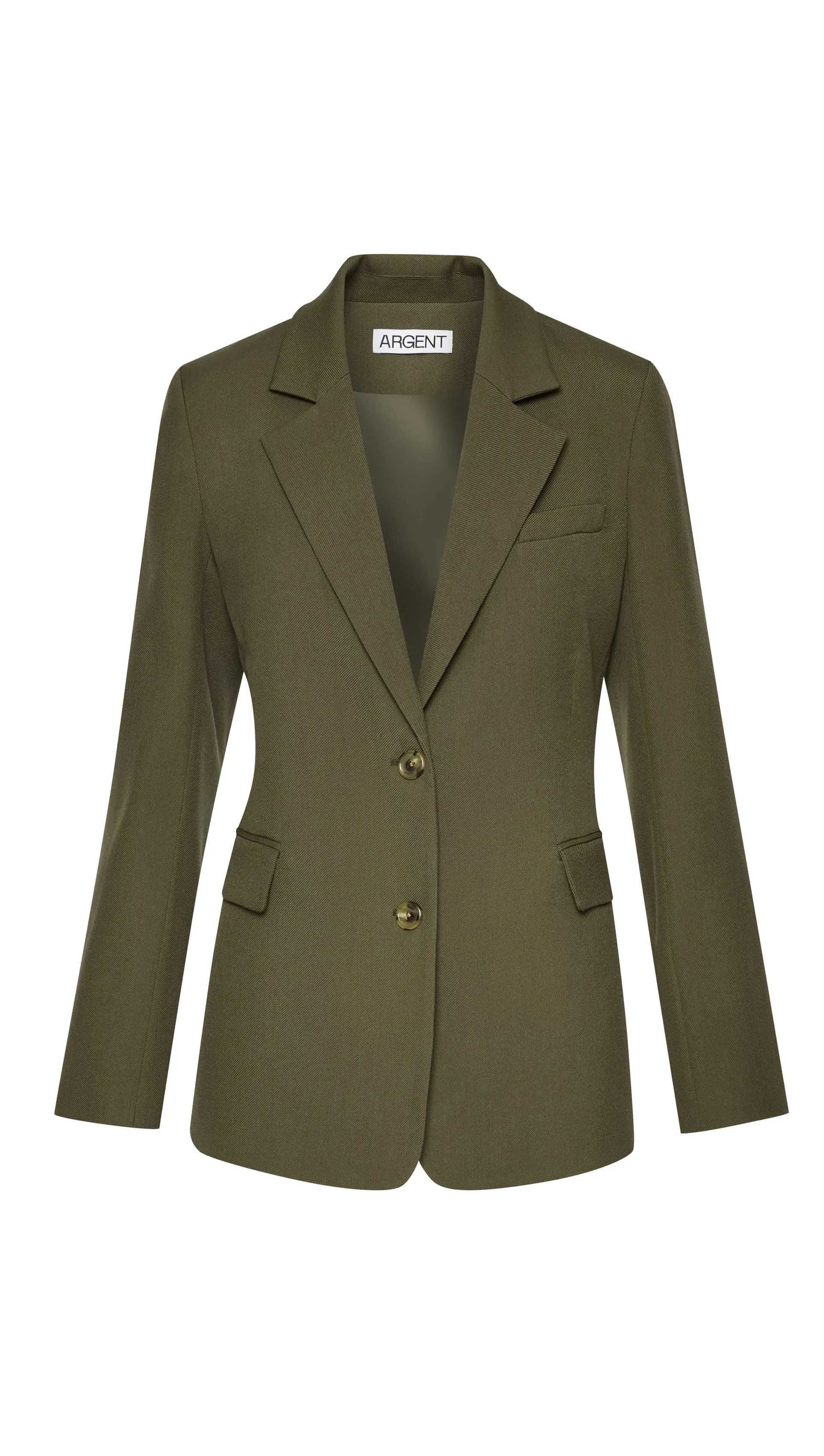 Two-Button Blazer in Viscose Wool Twill | Olive