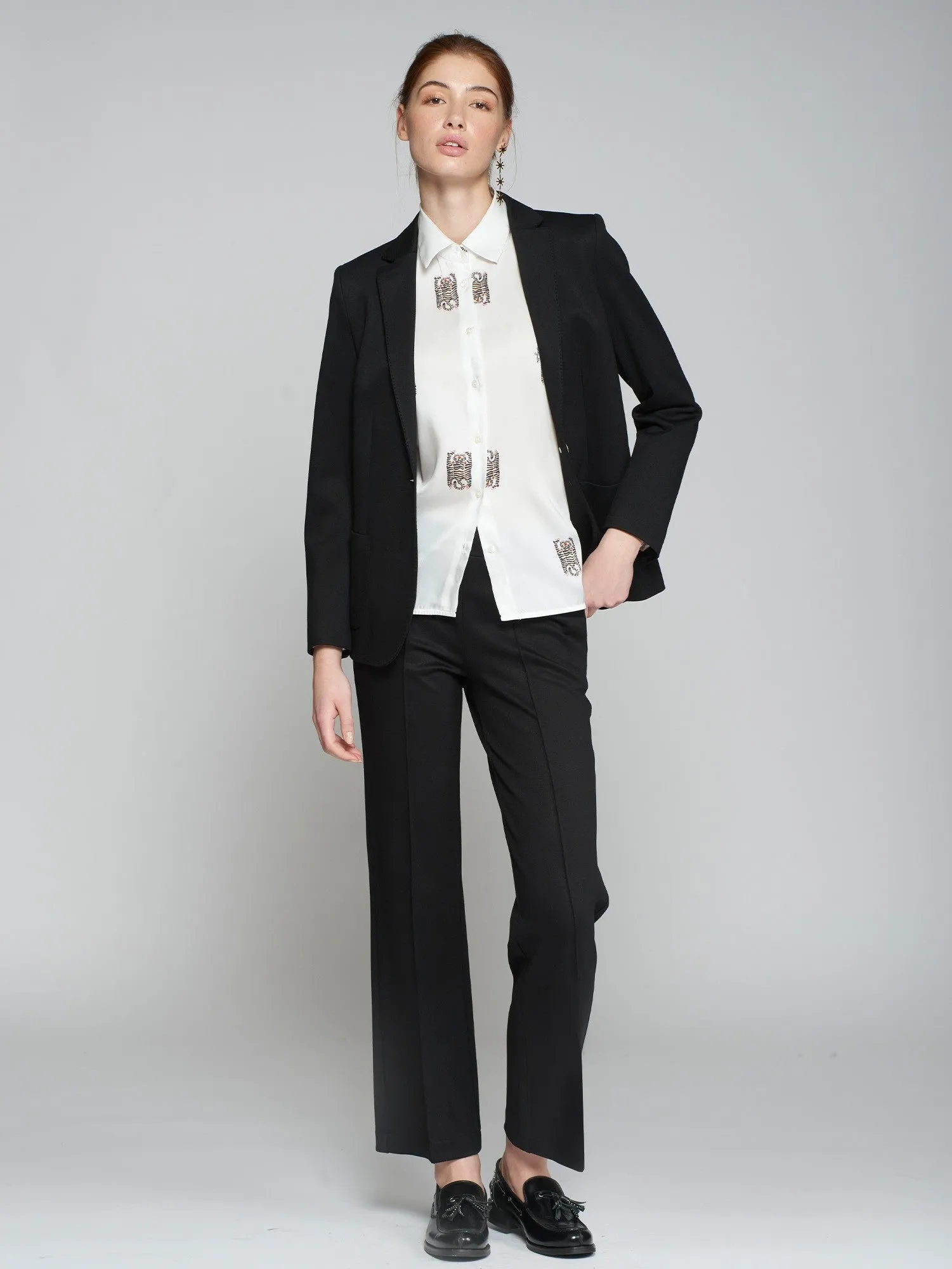 Vilagallo Harlow Embroidered Jacket Black