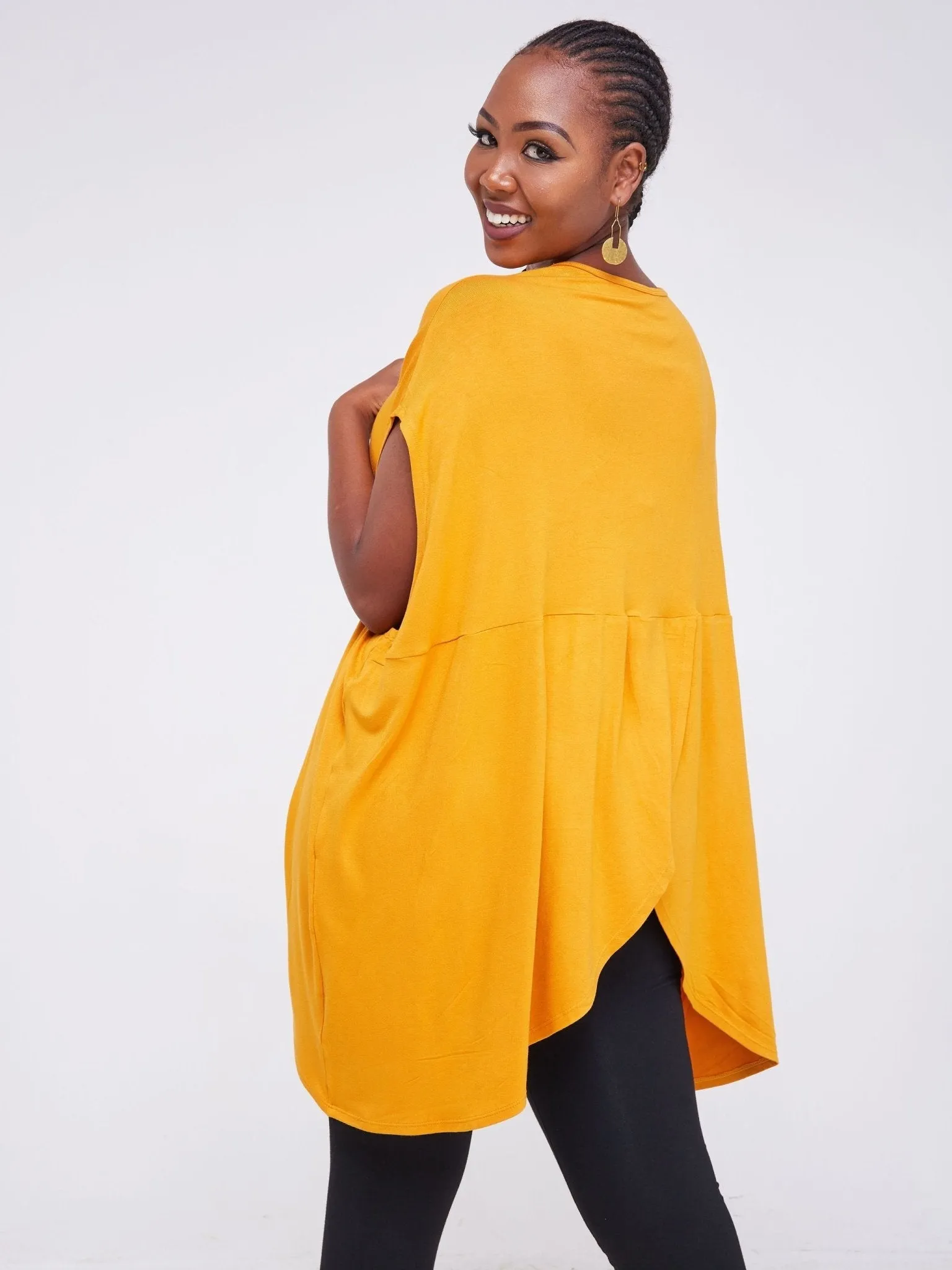 Vivo Essentials Drop Shoulder Tunic Top - Mustard