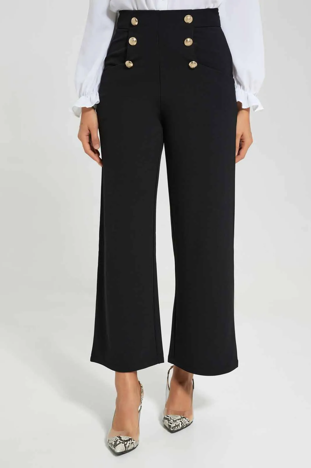 Women Black Wide Leg Trouser